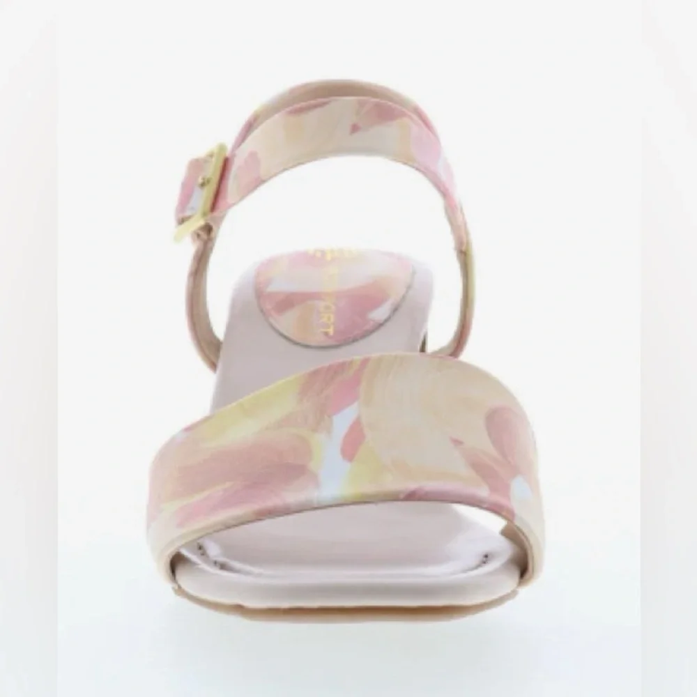 Rockport X Oh Joy! Collaboration Pink Multi Block Heel Sandal: Size 7.5